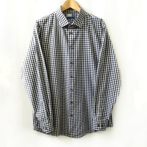 Mens XL Black White Gingham Shirt L/S Xtra Large